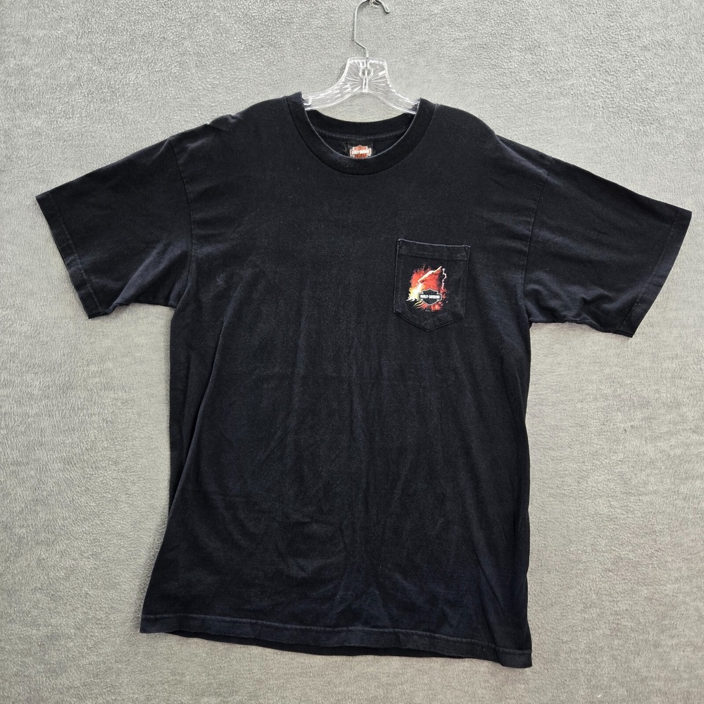 VINTAGE Harley Davidson Men Shirt XL Black Kuwait City Graphic Moto Y2K USA Tee